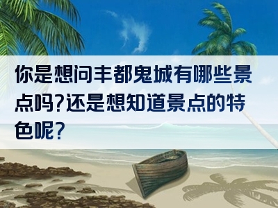 你是想问丰都鬼城有哪些景点吗？还是想知道景点的特色呢？