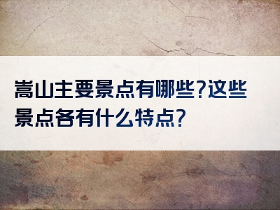 嵩山主要景点有哪些？这些景点各有什么特点？