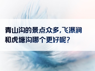 青山沟的景点众多，飞瀑涧和虎塘沟哪个更好呢？