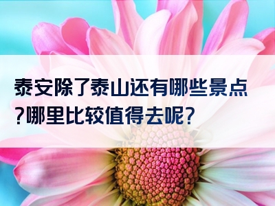 泰安除了泰山还有哪些景点？哪里比较值得去呢？