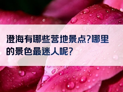 澄海有哪些营地景点？哪里的景色最迷人呢？