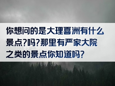 你想问的是大理喜洲有什么景点？吗？那里有严家大院之类的景点你知道吗？