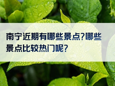 南宁近期有哪些景点？哪些景点比较热门呢？