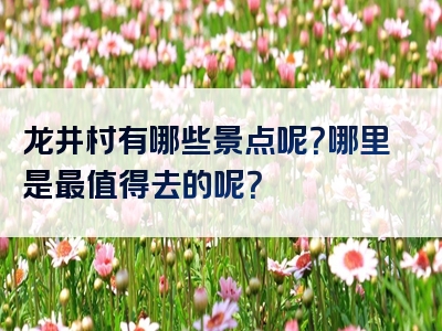 龙井村有哪些景点呢？哪里是最值得去的呢？