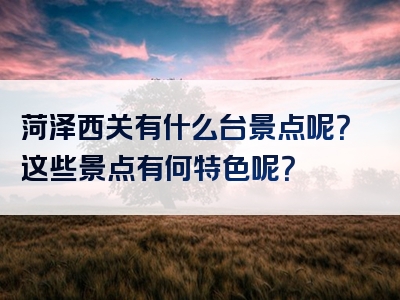 菏泽西关有什么台景点呢？这些景点有何特色呢？