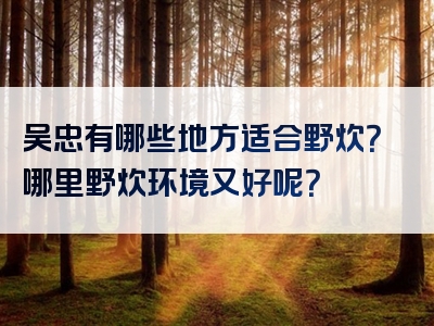 吴忠有哪些地方适合野炊？哪里野炊环境又好呢？