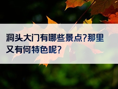 洞头大门有哪些景点？那里又有何特色呢？