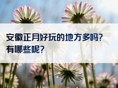 安徽正月好玩的地方多吗？有哪些呢？