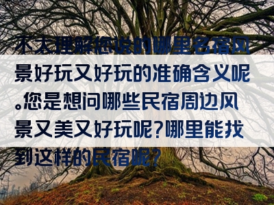 不太理解您说的哪里名宿风景好玩又好玩的准确含义呢。您是想问哪些民宿周边风景又美又好玩呢？哪里能找到这样的民宿呢？