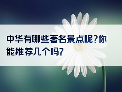 中华有哪些著名景点呢？你能推荐几个吗？