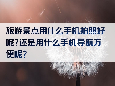 旅游景点用什么手机拍照好呢？还是用什么手机导航方便呢？