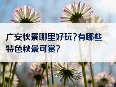 广安秋景哪里好玩？有哪些特色秋景可赏？