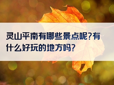 灵山平南有哪些景点呢？有什么好玩的地方吗？