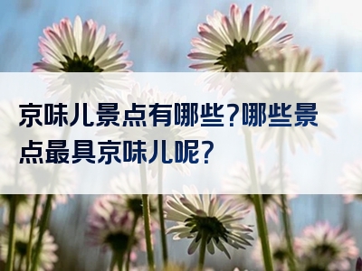 京味儿景点有哪些？哪些景点最具京味儿呢？