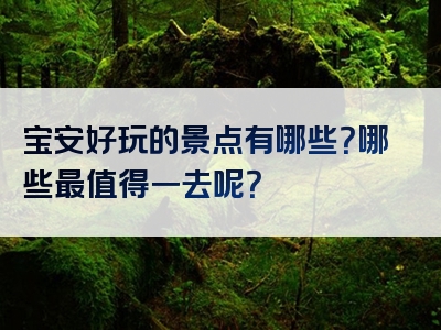 宝安好玩的景点有哪些？哪些最值得一去呢？