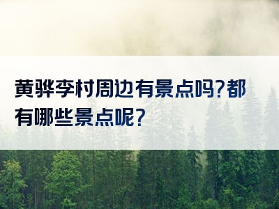 黄骅李村周边有景点吗？都有哪些景点呢？