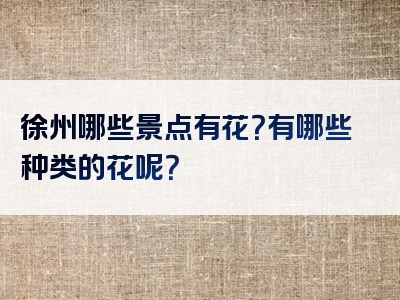 徐州哪些景点有花？有哪些种类的花呢？