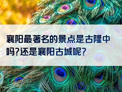 襄阳最著名的景点是古隆中吗？还是襄阳古城呢？