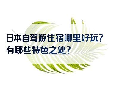 日本自驾游住宿哪里好玩？有哪些特色之处？