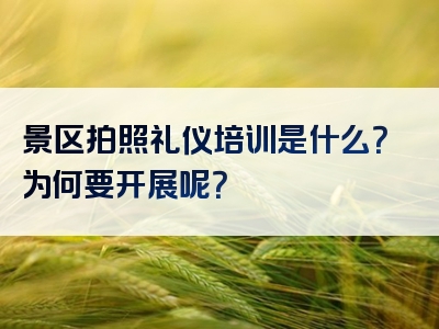 景区拍照礼仪培训是什么？为何要开展呢？