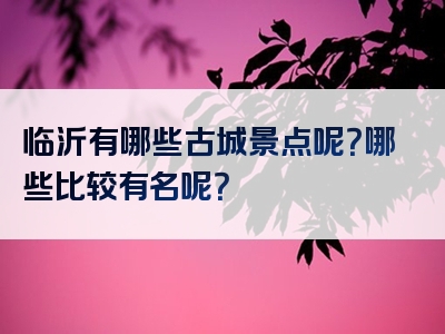 临沂有哪些古城景点呢？哪些比较有名呢？