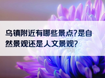 乌镇附近有哪些景点？是自然景观还是人文景观？