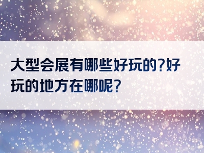 大型会展有哪些好玩的？好玩的地方在哪呢？