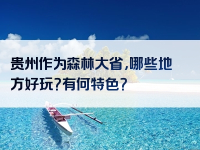 贵州作为森林大省，哪些地方好玩？有何特色？