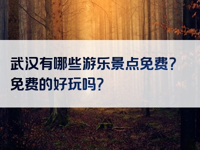 武汉有哪些游乐景点免费？免费的好玩吗？