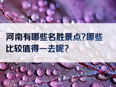 河南有哪些名胜景点？哪些比较值得一去呢？