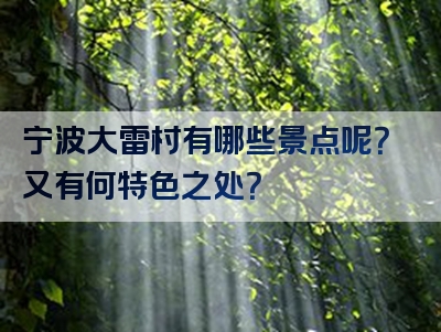 宁波大雷村有哪些景点呢？又有何特色之处？