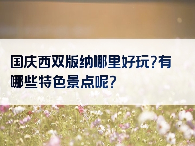 国庆西双版纳哪里好玩？有哪些特色景点呢？