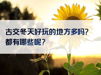 古交冬天好玩的地方多吗？都有哪些呢？