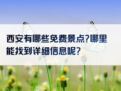 西安有哪些免费景点？哪里能找到详细信息呢？