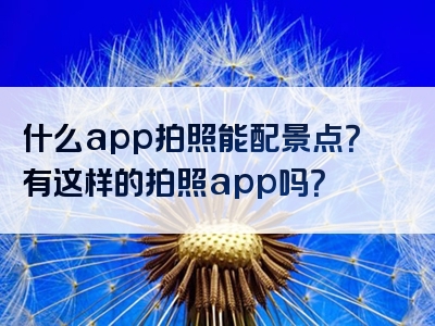 什么app拍照能配景点？有这样的拍照app吗？