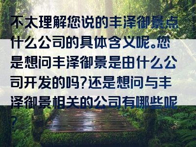 不太理解您说的丰泽御景点什么公司的具体含义呢。您是想问丰泽御景是由什么公司开发的吗？还是想问与丰泽御景相关的公司有哪些呢？