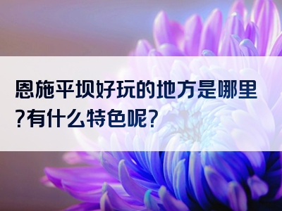 恩施平坝好玩的地方是哪里？有什么特色呢？