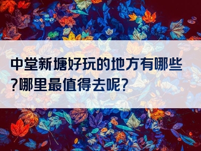 中堂新塘好玩的地方有哪些？哪里最值得去呢？