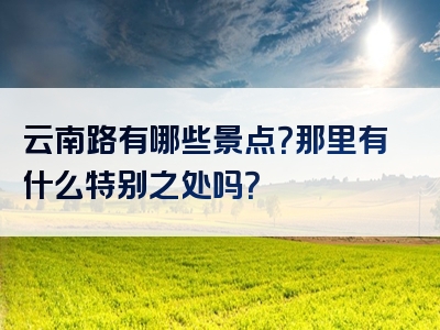 云南路有哪些景点？那里有什么特别之处吗？