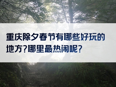 重庆除夕春节有哪些好玩的地方？哪里最热闹呢？