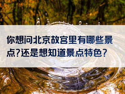 你想问北京故宫里有哪些景点?还是想知道景点特色?