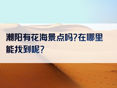 潮阳有花海景点吗？在哪里能找到呢？