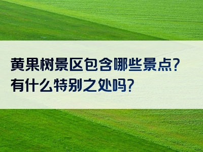 黄果树景区包含哪些景点？有什么特别之处吗？