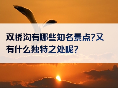 双桥沟有哪些知名景点？又有什么独特之处呢？