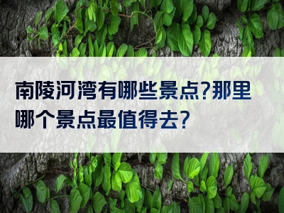 南陵河湾有哪些景点？那里哪个景点最值得去？