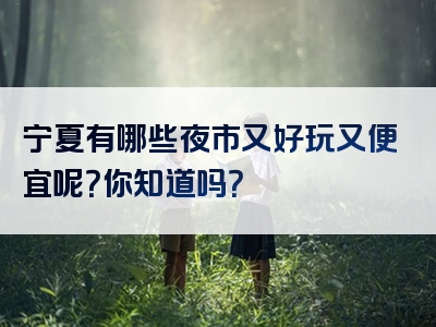 宁夏有哪些夜市又好玩又便宜呢？你知道吗？