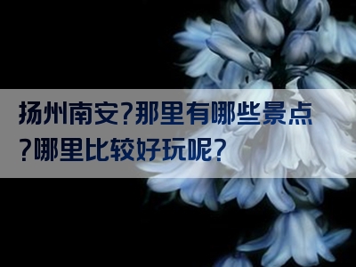 扬州南安？那里有哪些景点？哪里比较好玩呢？