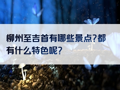 柳州至吉首有哪些景点？都有什么特色呢？