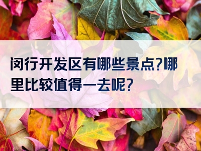 闵行开发区有哪些景点？哪里比较值得一去呢？