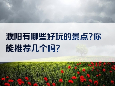 濮阳有哪些好玩的景点？你能推荐几个吗？